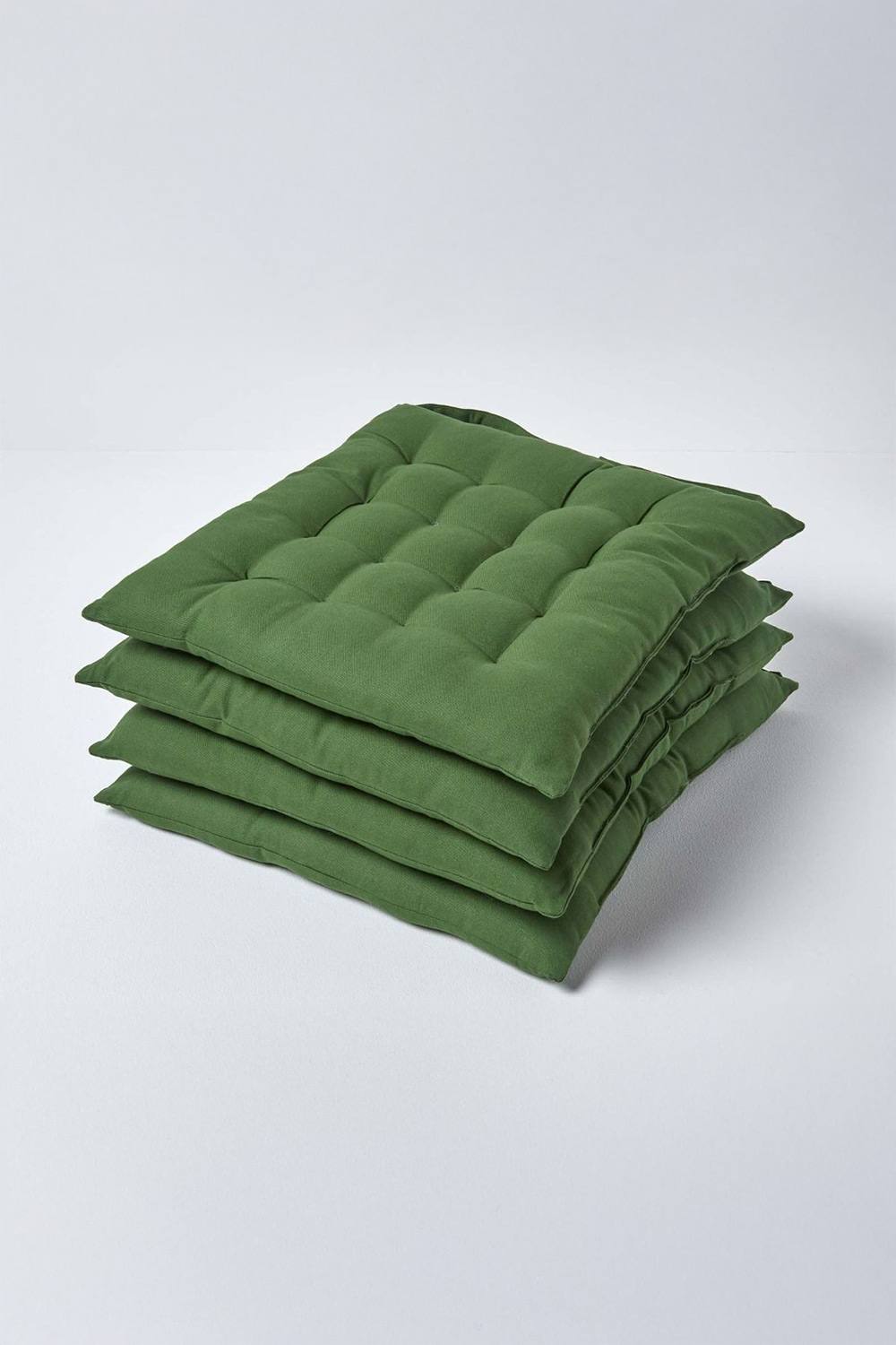 Homescapes Pack Seat Pads Luxury % Cotton Indoor Outdoor Garden Cushion, Cm In Dark Olive