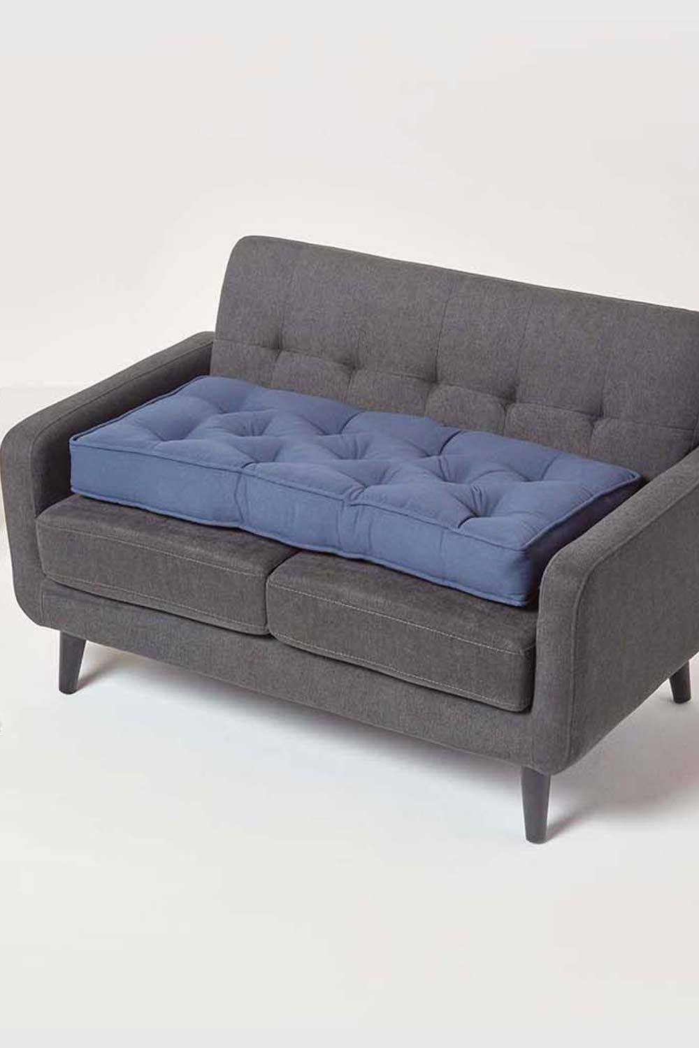 Homescapes Cotton Seater Booster Cushion In Navy