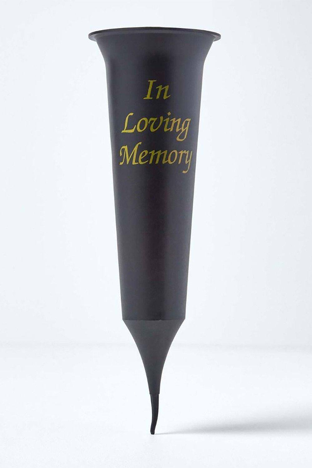 Homescapes In Loving Memory Flute Spike Flower Vase Grave Pot In Black
