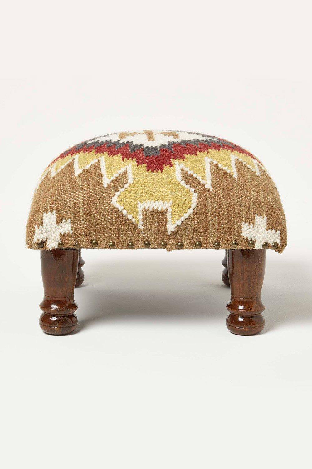 Homescapes Handwoven Kilim Footstool X Cm In Brown