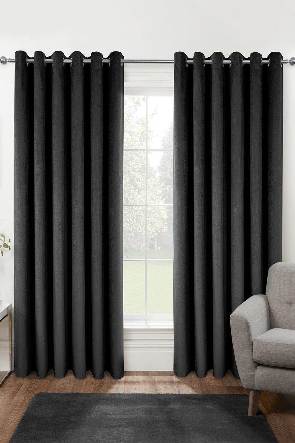 Homescapes Thermal % Blackout Velvet Curtains In Grey
