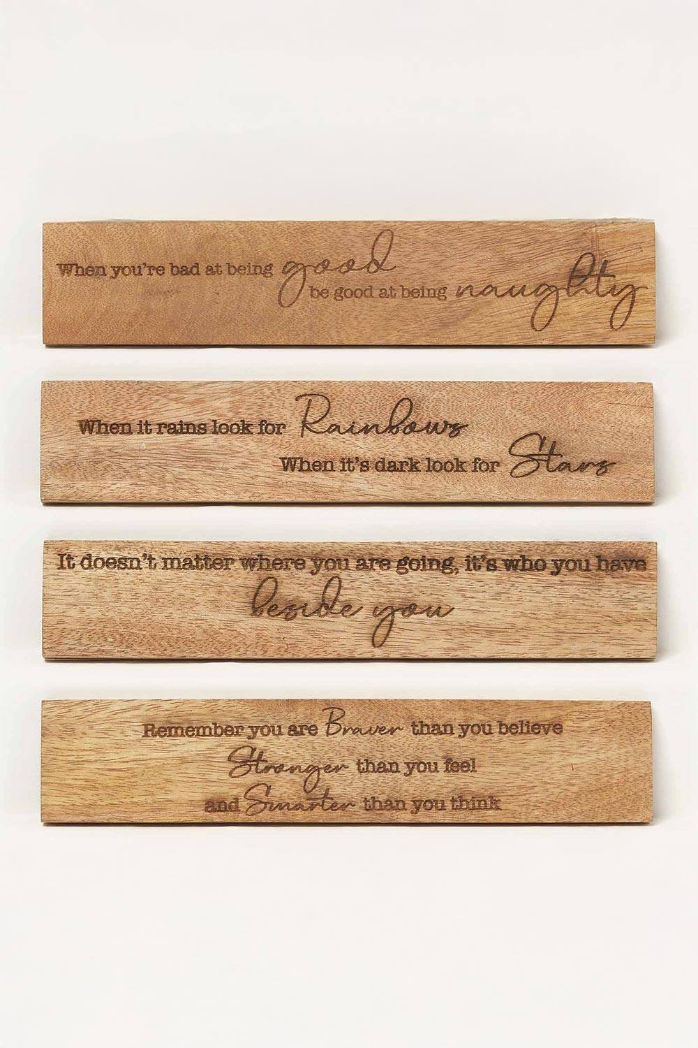 Homescapes Sayings Plaque Wall Art, X Cm, Set Of In Beige