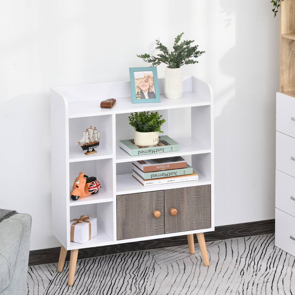 Homcom Multi-Shelf Bookcase Freestanding Storage Cabinet Shelves Wood Legs In White