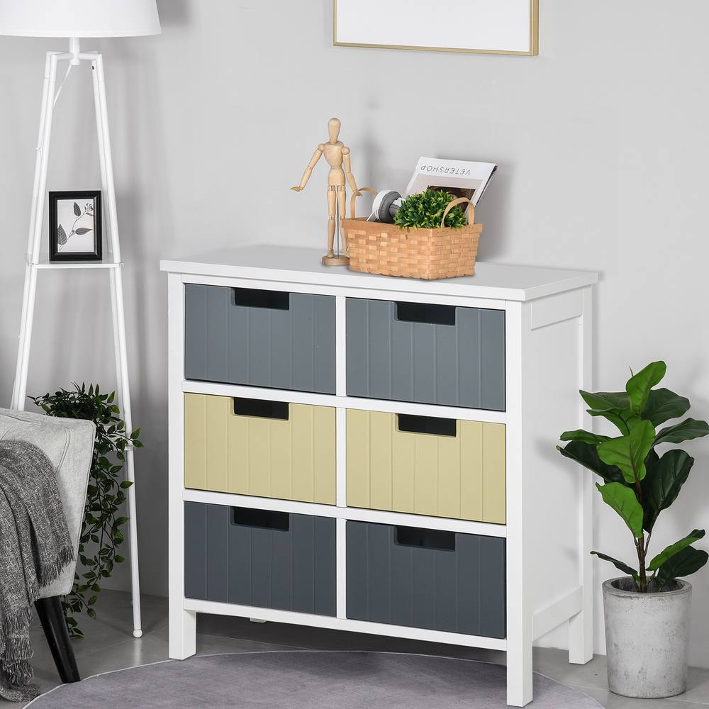 Homcom Chest Of Drawers Storage Side Cabinet With Detachable Drawers