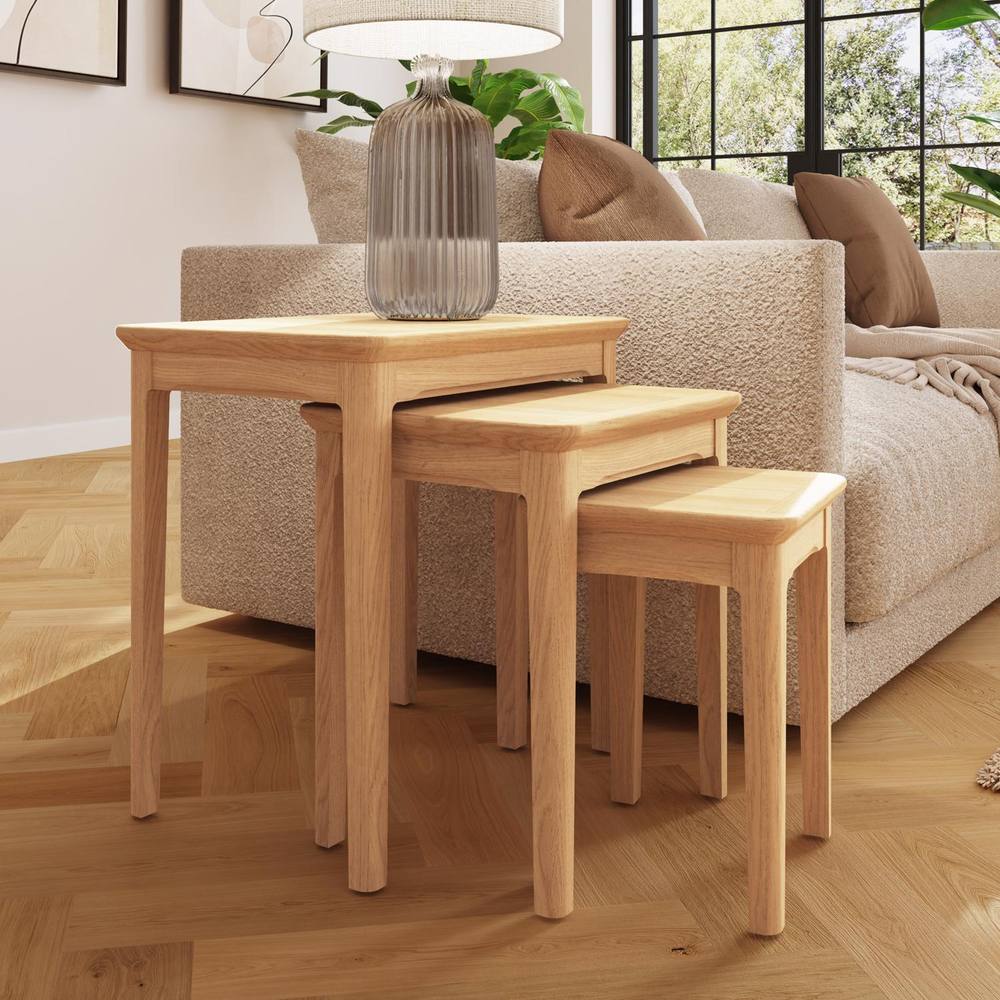 Fwstyle Ready Assembled Nest Of Ash Nesting Tables In Brown