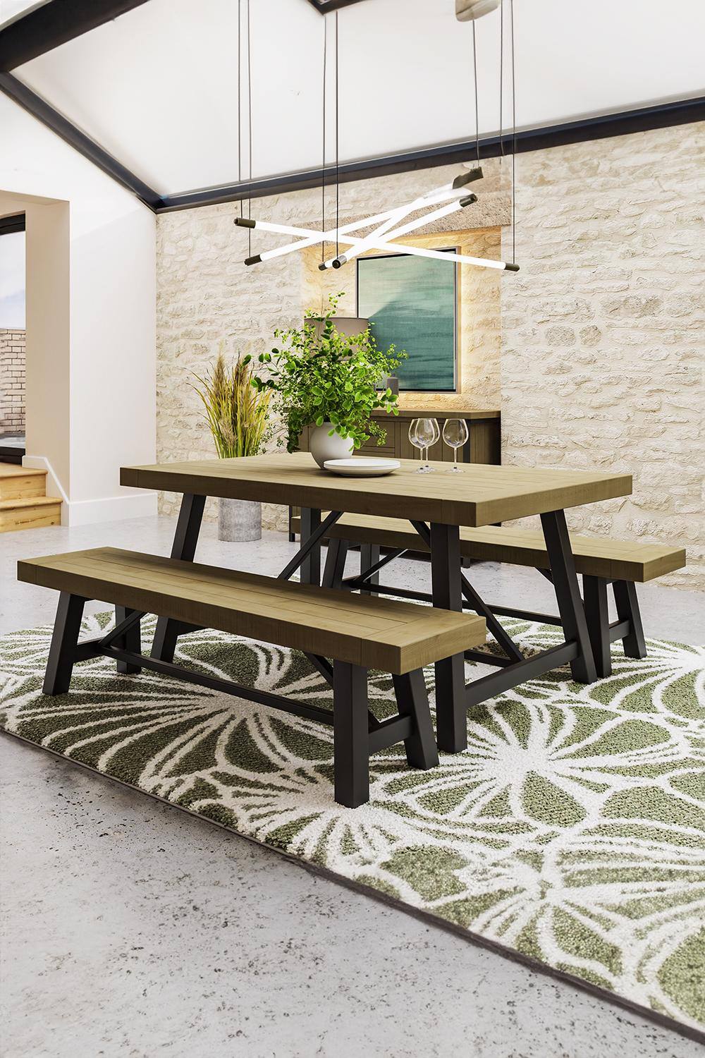 Fwstyle Lowry .M Large Pine Fixed Top Dining Table H W D Cm In Brown