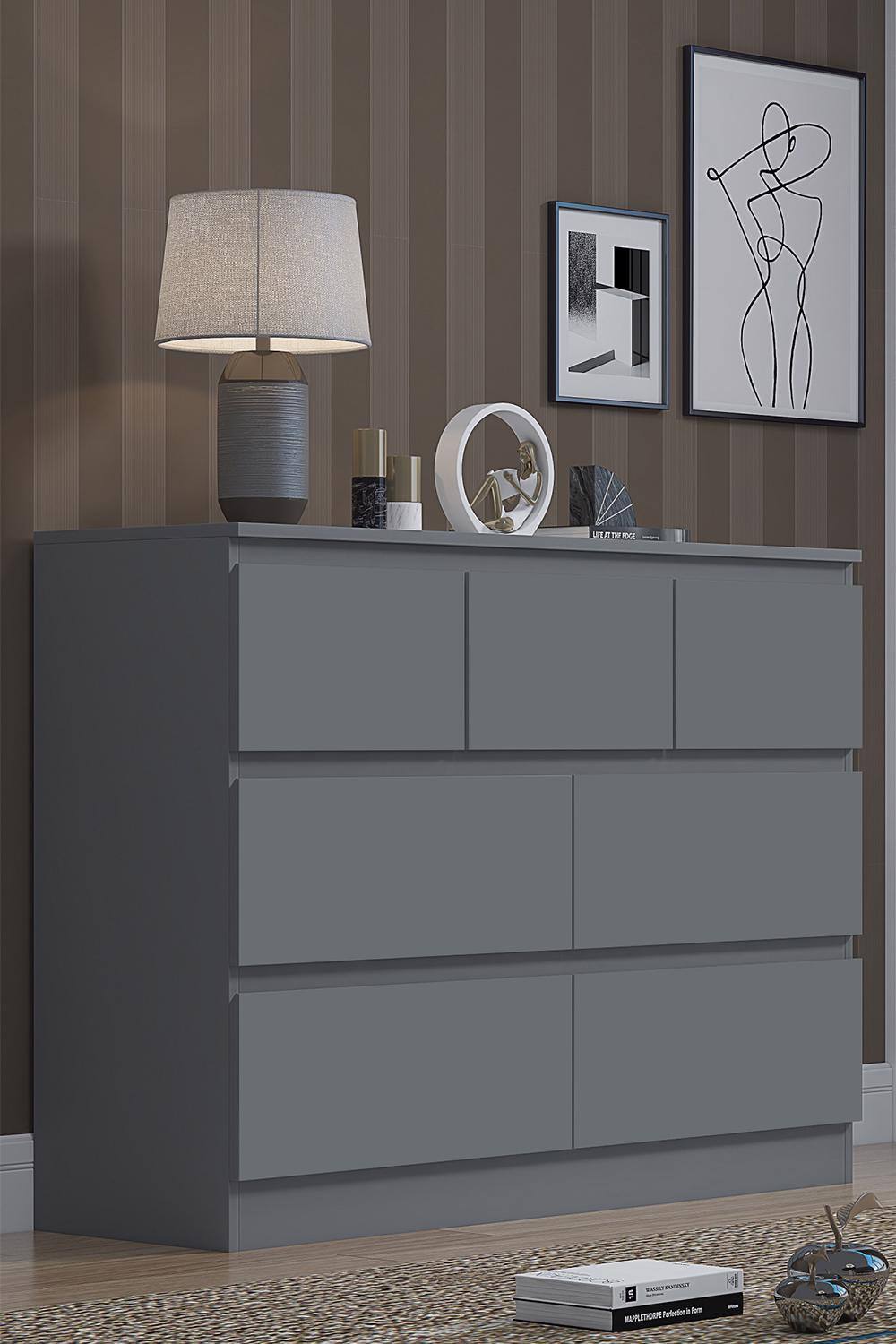 Fwstyle Drawer Chest Of Drawers Dark Matt Grey Scratch Resistant Coating In Dark Grey