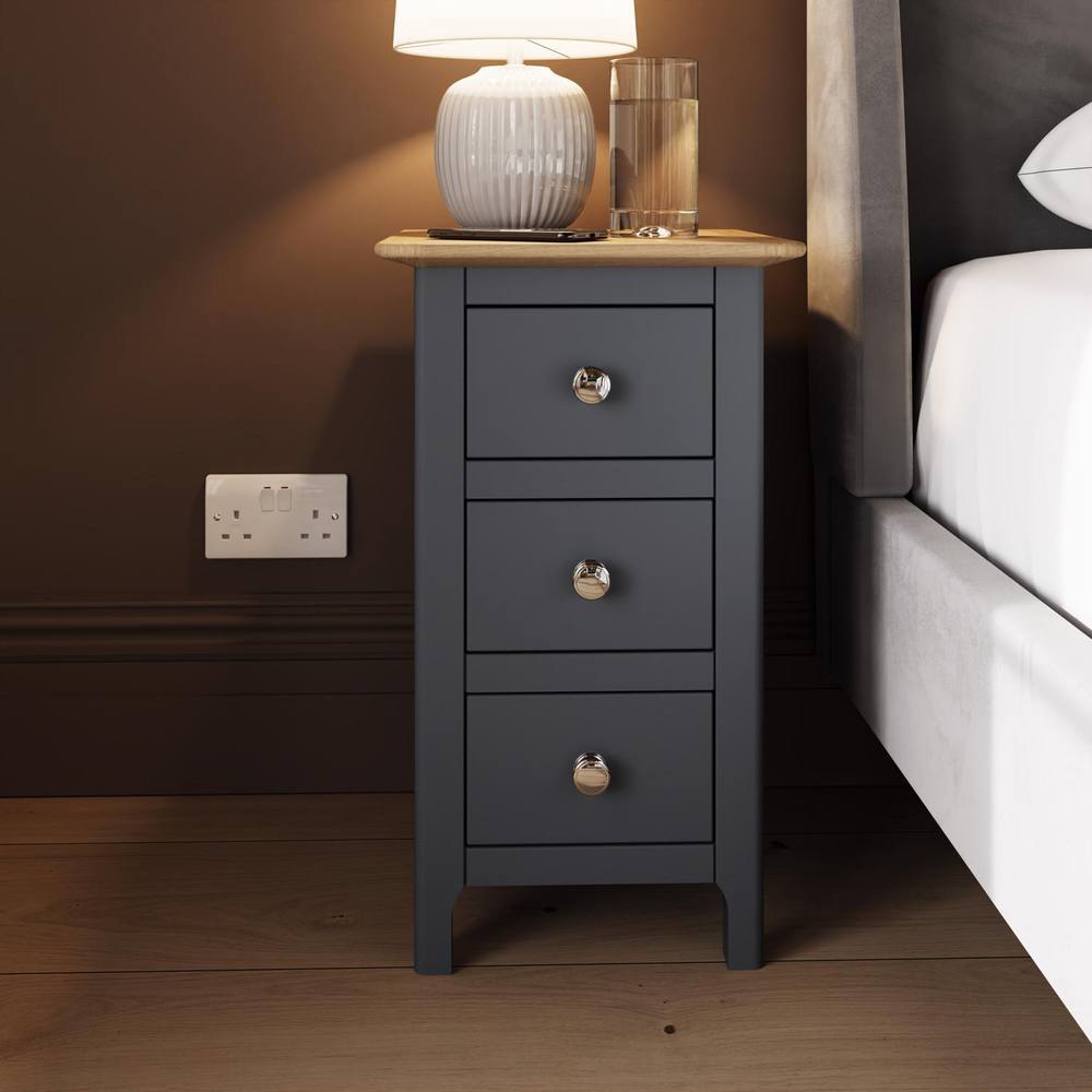 Fwstyle Ready Assembled Drawer Chest Of Drawers Graphite Blue Oak Top