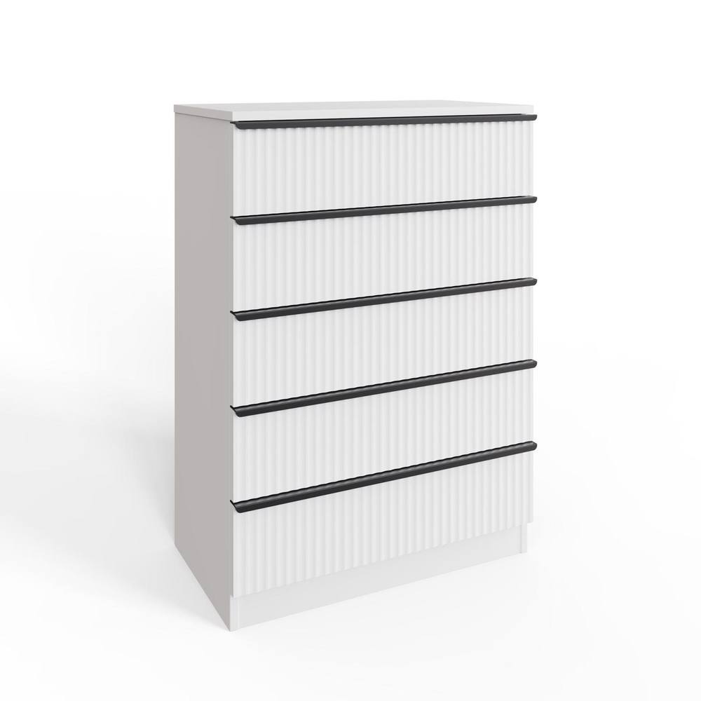 Fwstyle White Drawer Chest Of Drawers Scalloped Ripple Effect Tall Slim
