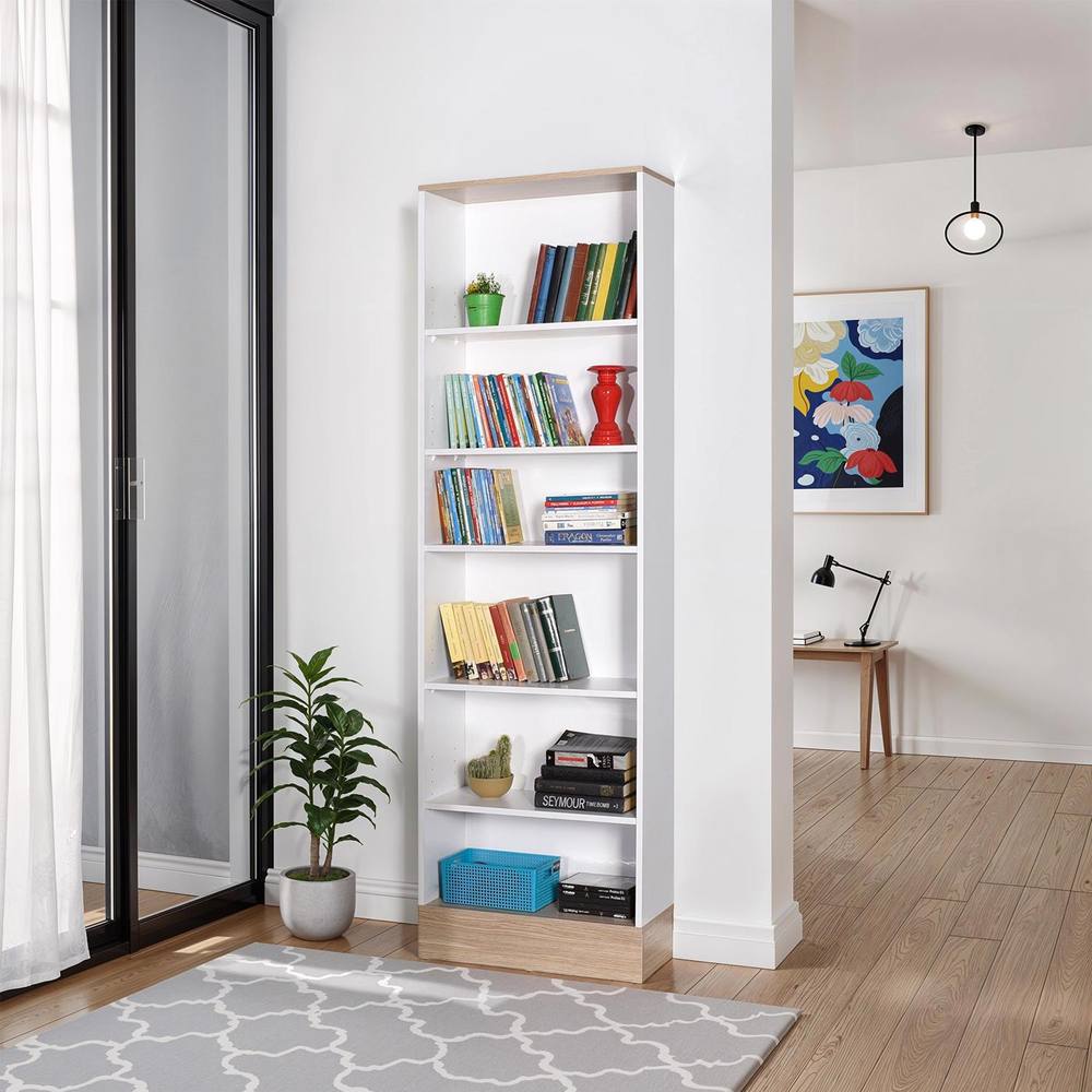 Fwstyle Tier Bookcase Two Tone White & Oak Effect