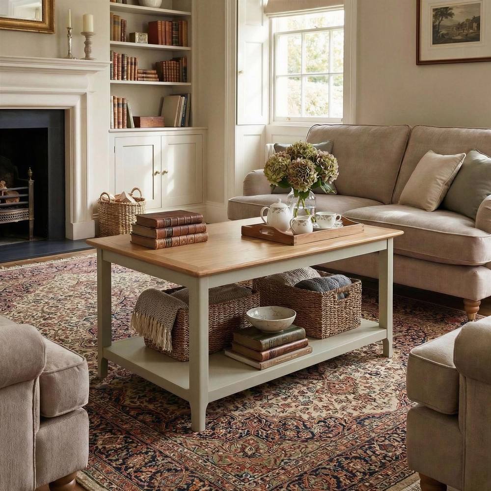 Fwstyle Taberno Coffee Table Sage Green Oak Modern Living Room Table