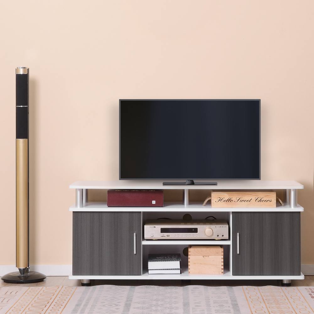 Homcom Tv Cabinet Stand Entertainment Center Media Console Storage In White