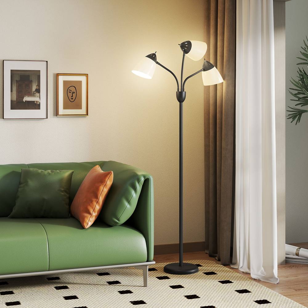 Homcom Arc Tree Floor Lamp For Bedroom Living Room Industrial Standing Lamp In Black