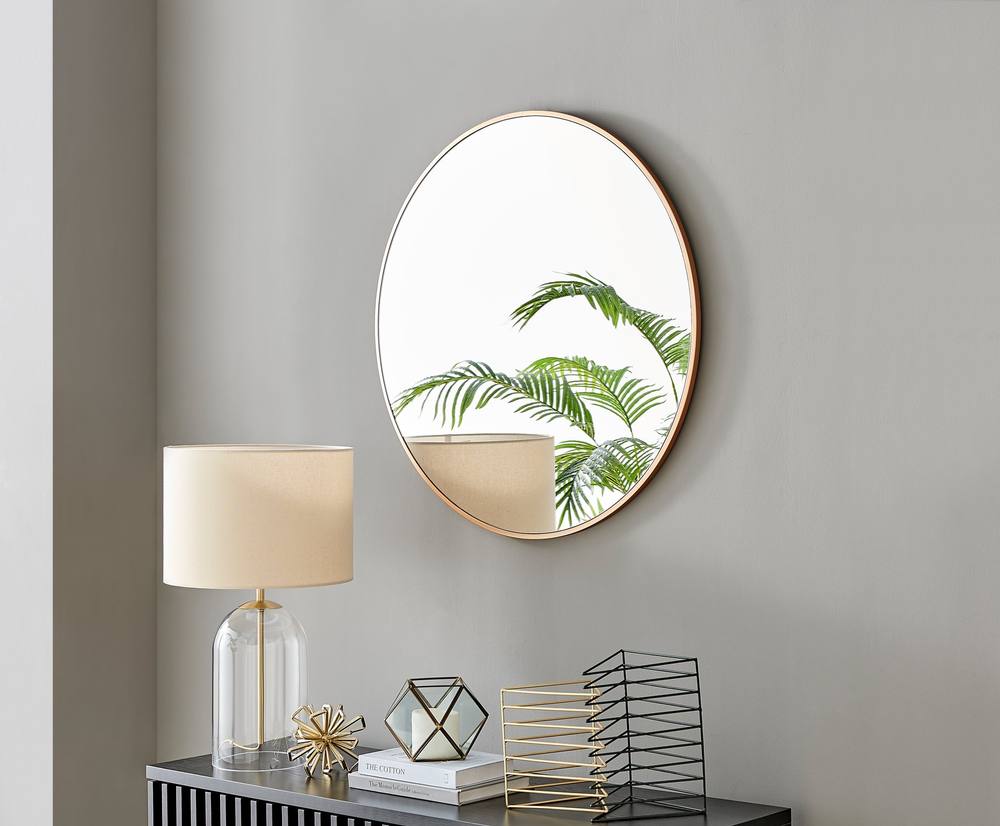 Furnitureboxuk Emma Cm Medium Art Deco Metal Frame Round Hallway Bedroom Dining And Living Room Wall Mirror In Gold