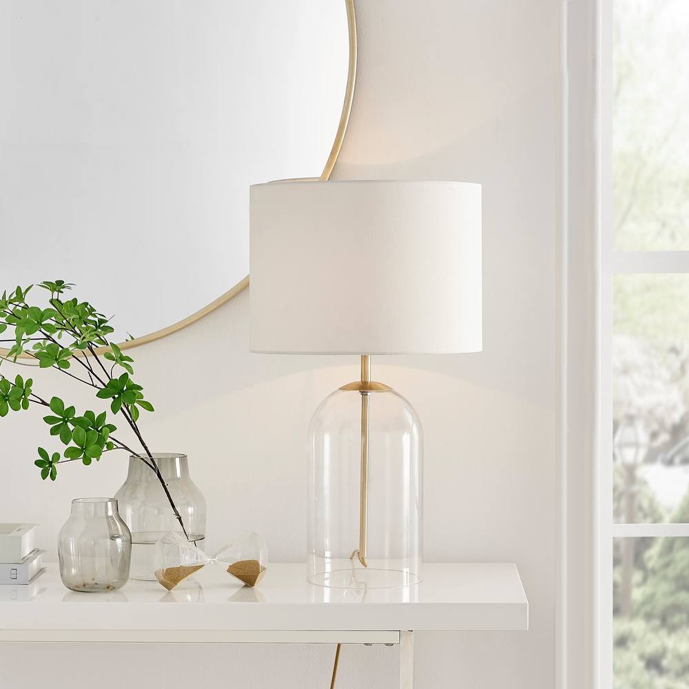 Furnitureboxuk Nora Energy Efficient Clear Glass & Coloured Shade Table Lamp Light Including Bulb In White