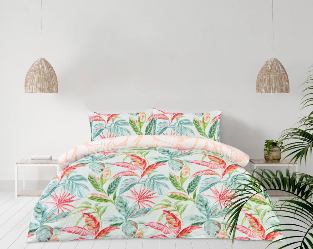 Smart Living Luxury Super Soft Reversible Exotic Palms Duvet Cover With Pillowcase