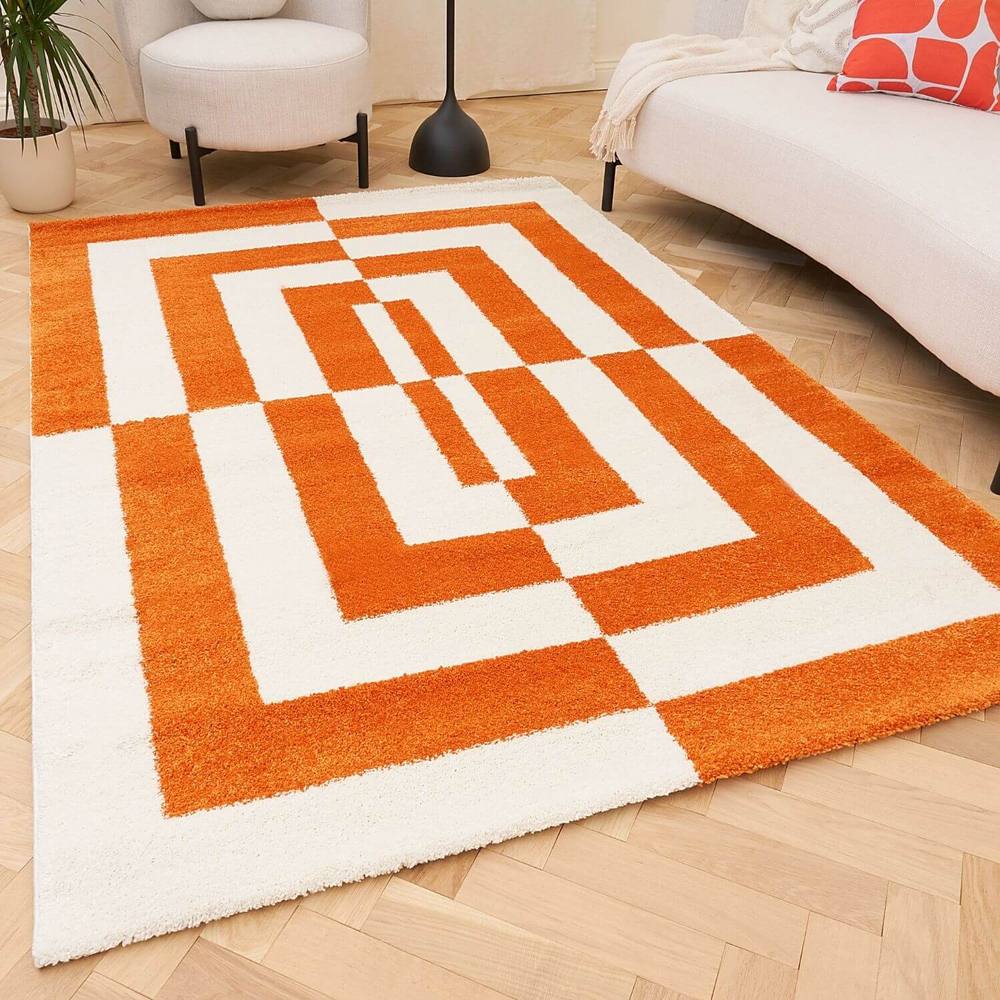 The Rugs Joli Geometric Soft And Dense Pile Living Room And Bedroom Rug In Orange