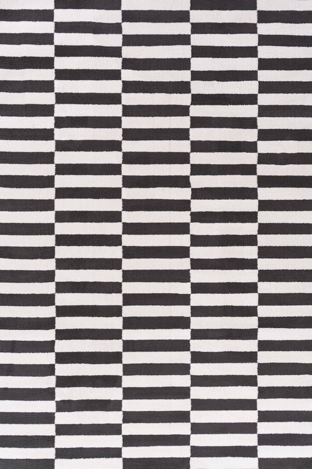 The Rugs Loft Striped Living Room Area Rug And Runners Soft Pile In Dark Grey