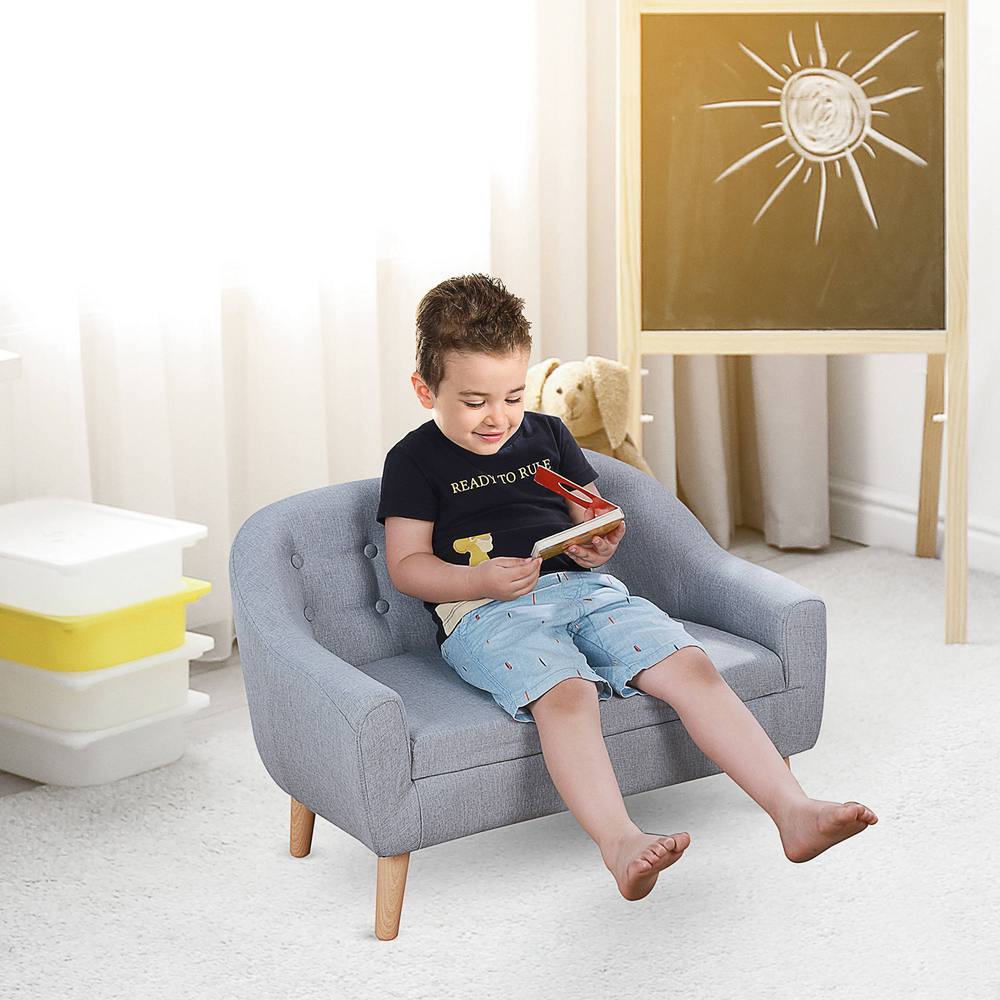 Homcom Kids Mini Sofa Armchair Seating Chair Bedroom Playroom Furniture Grey