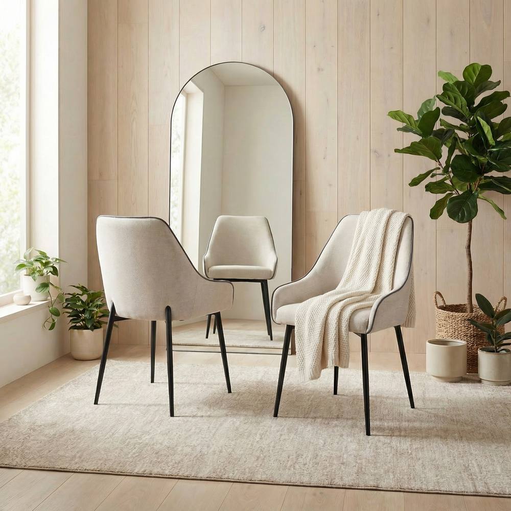 Furnitureboxuk Beaumont X Fabric Black Leg Dining Chair In Cream
