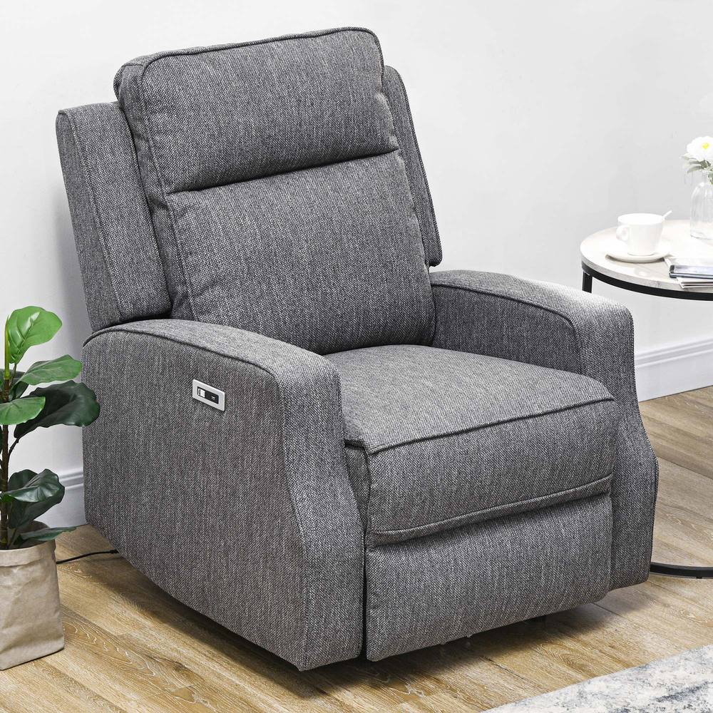 Homcom Electric Fabric Recliner Armchair, Reclining Chair With Adjustable Leg Rest, Usb Port, For Home Living Room In Dark Grey