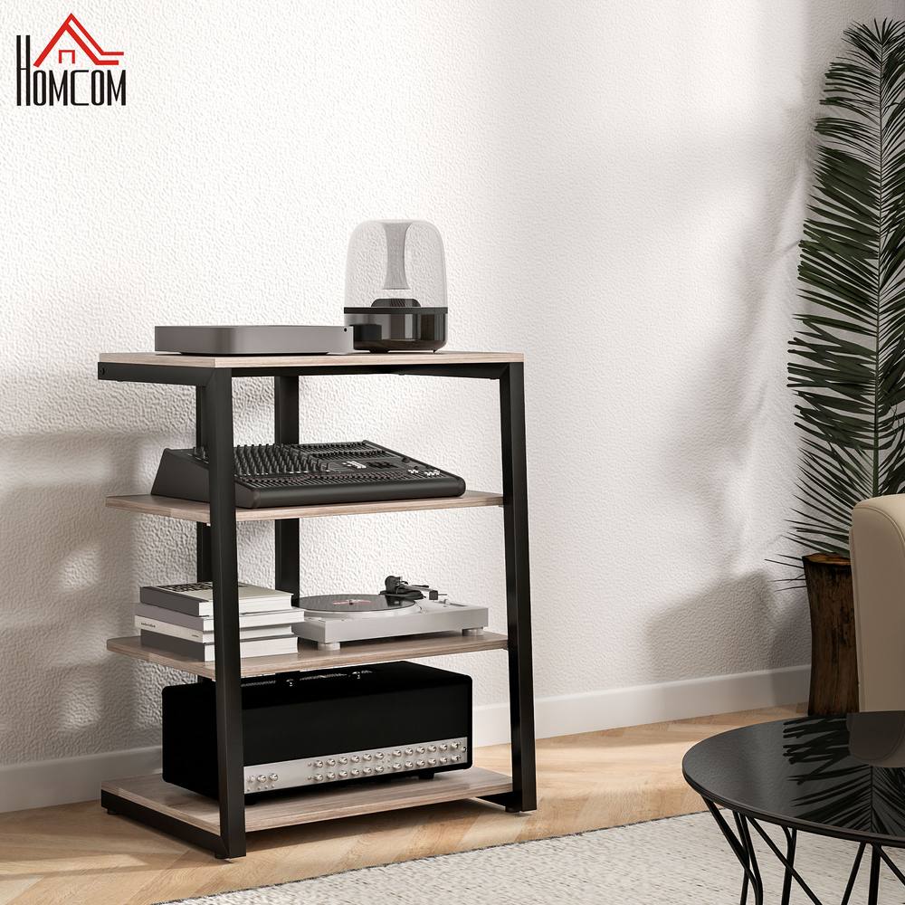 Homcom Corner Tv Unit For " Tvs With Shelves, Extension Lead Holder In Grey