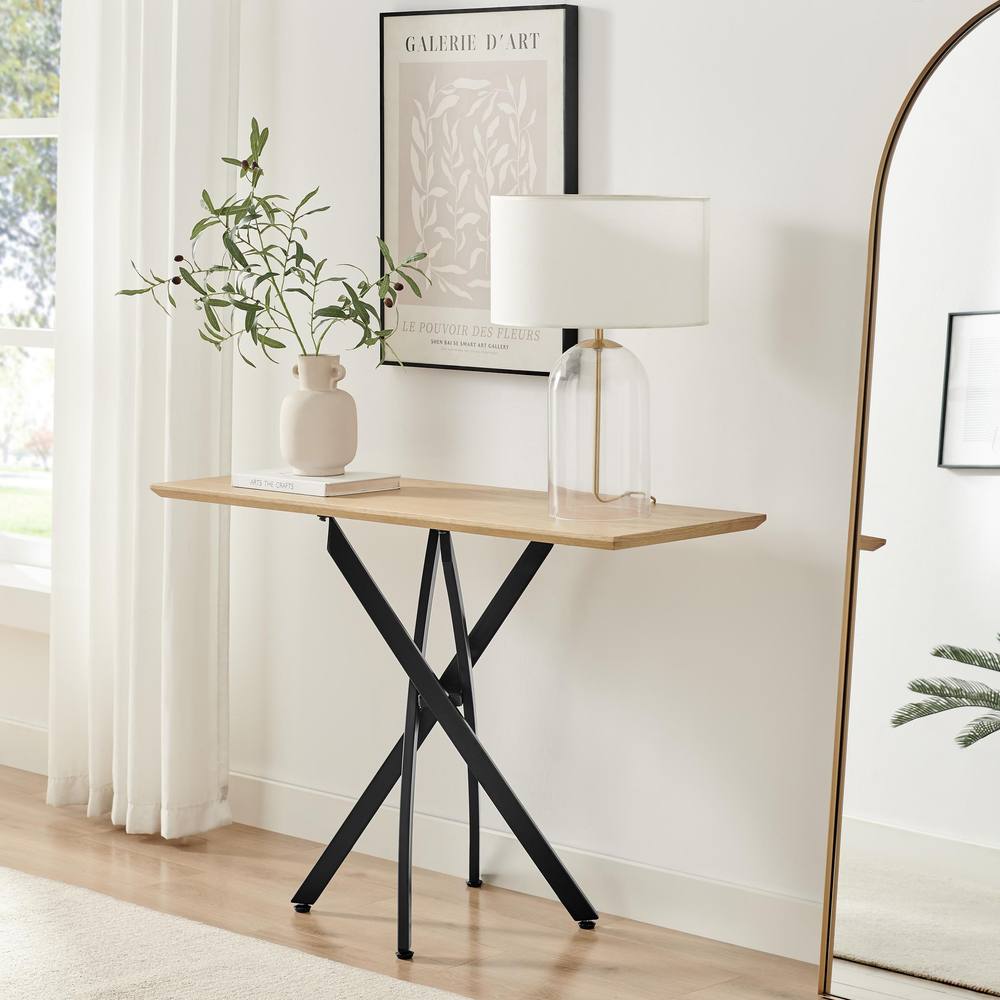 Furnitureboxuk Leonardo Oak Veneer Console Table In Light Brown