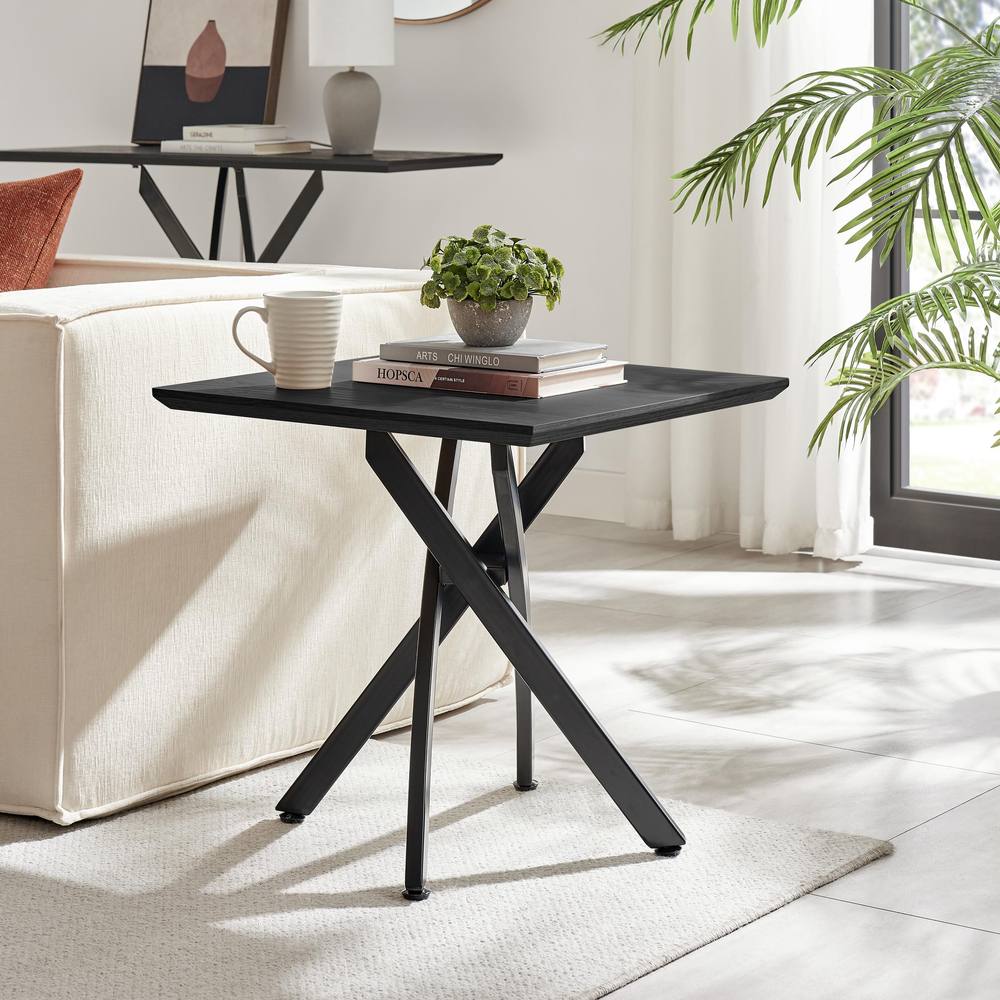 Furnitureboxuk Leonardo Square Black Wood Veneer Side Table