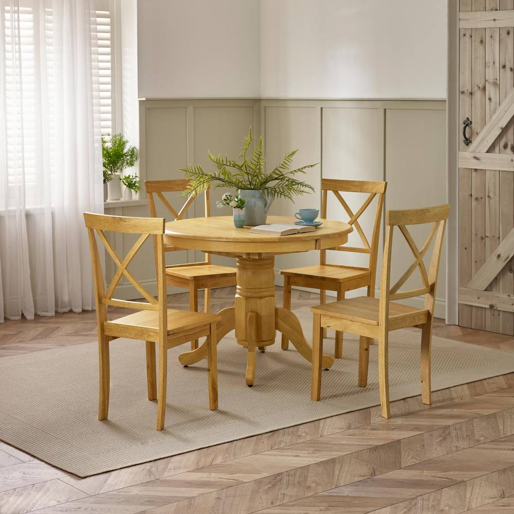 Furnitureboxuk Padstow Wooden Extending Dining Table & Millford Chairs In Light Oak