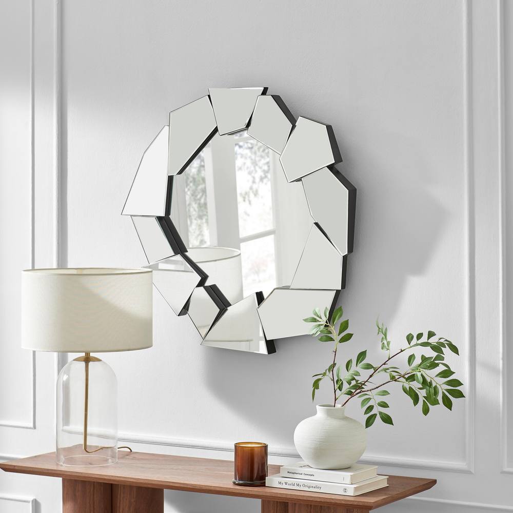Furnitureboxuk Jewel Medium Abstract Round Wall Mirror In Clear