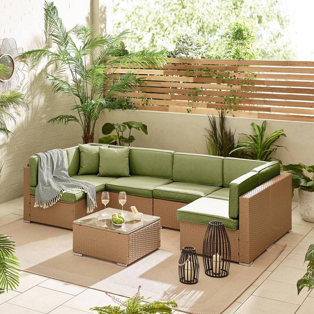 Furnitureboxuk Orlando Seat Modular Outdoor Garden Rattan Sofa In Green
