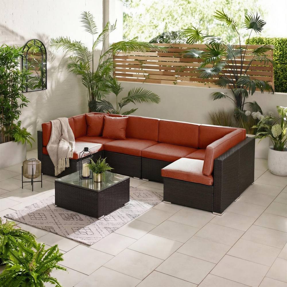 Furnitureboxuk Orlando Seat Modular Outdoor Garden Rattan Sofa In Terracotta