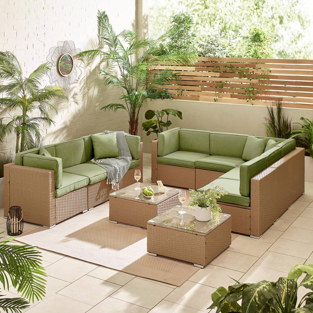 Furnitureboxuk Orlando Seat Modular Outdoor Garden Rattan Sofa In Green