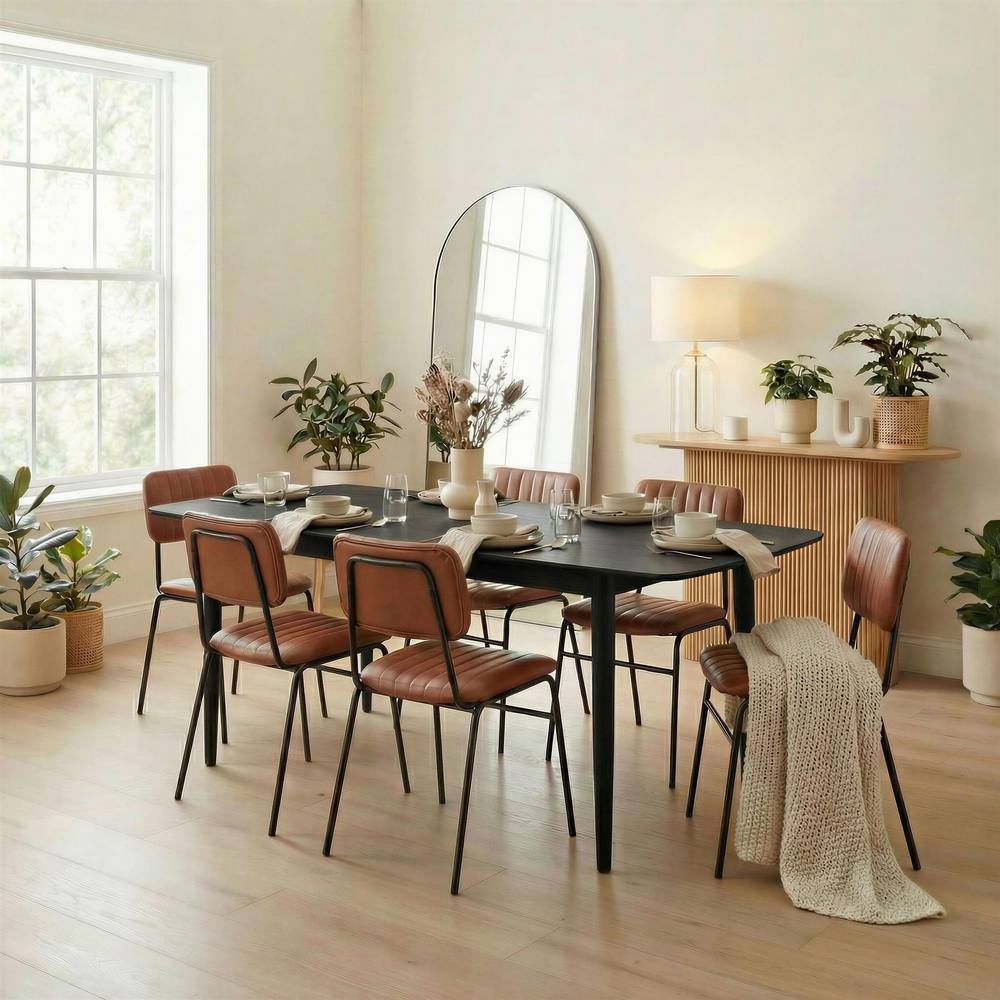 Furnitureboxuk Leif Wood Extending Dining Table With Tan Delta Chairs In Black