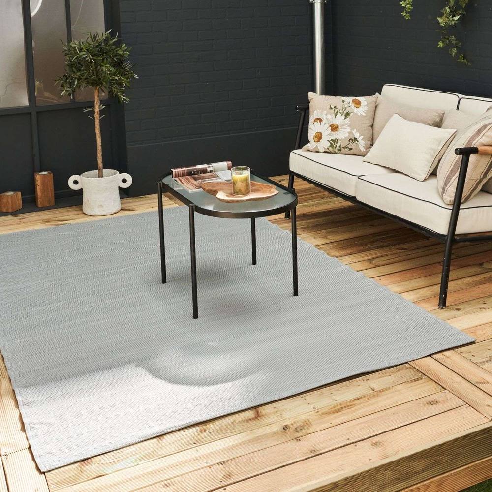 The Rugs Reversible Weatherproof Outdoor Garden Patio Rug Solid Urban In Grey