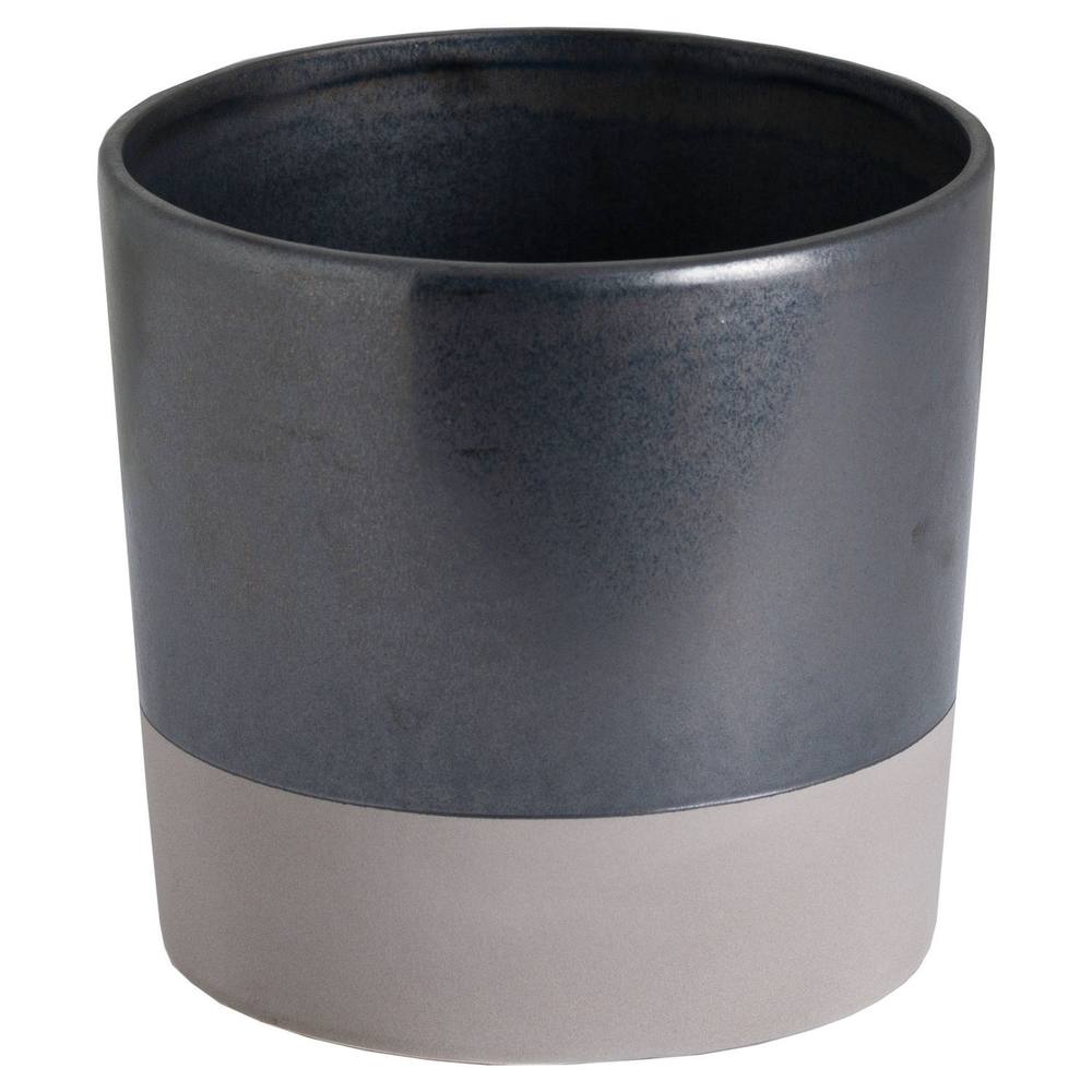 Hill Interiors Metallic Ceramic Planter In Grey