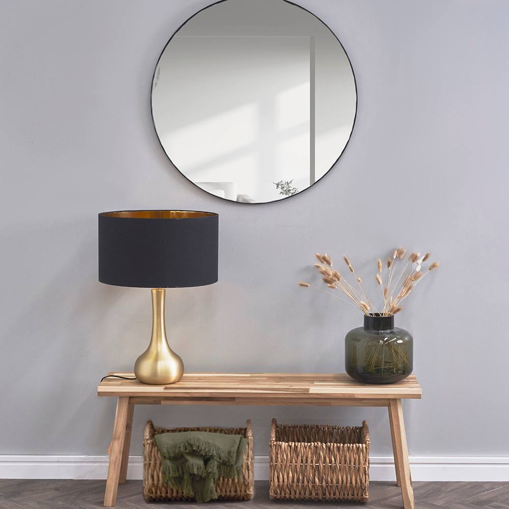 Valuelights Heather Light Wood Floor Lamp With Fabric Drum Shade In Natural