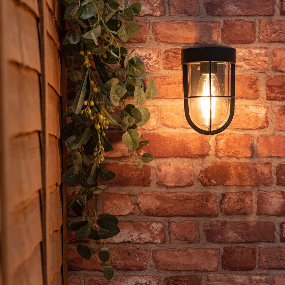Valuelights Fanar Lantern Ip Rated Bathroom Outdoor Wall Light With Led Bulb In Black