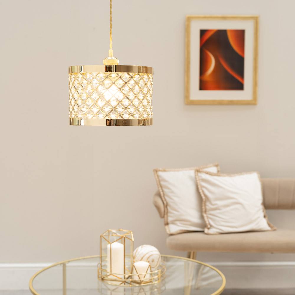 Valuelights Hadley Silver Jewel Pendant Ceiling Floor Light Lamp Shade & W Led In Gold