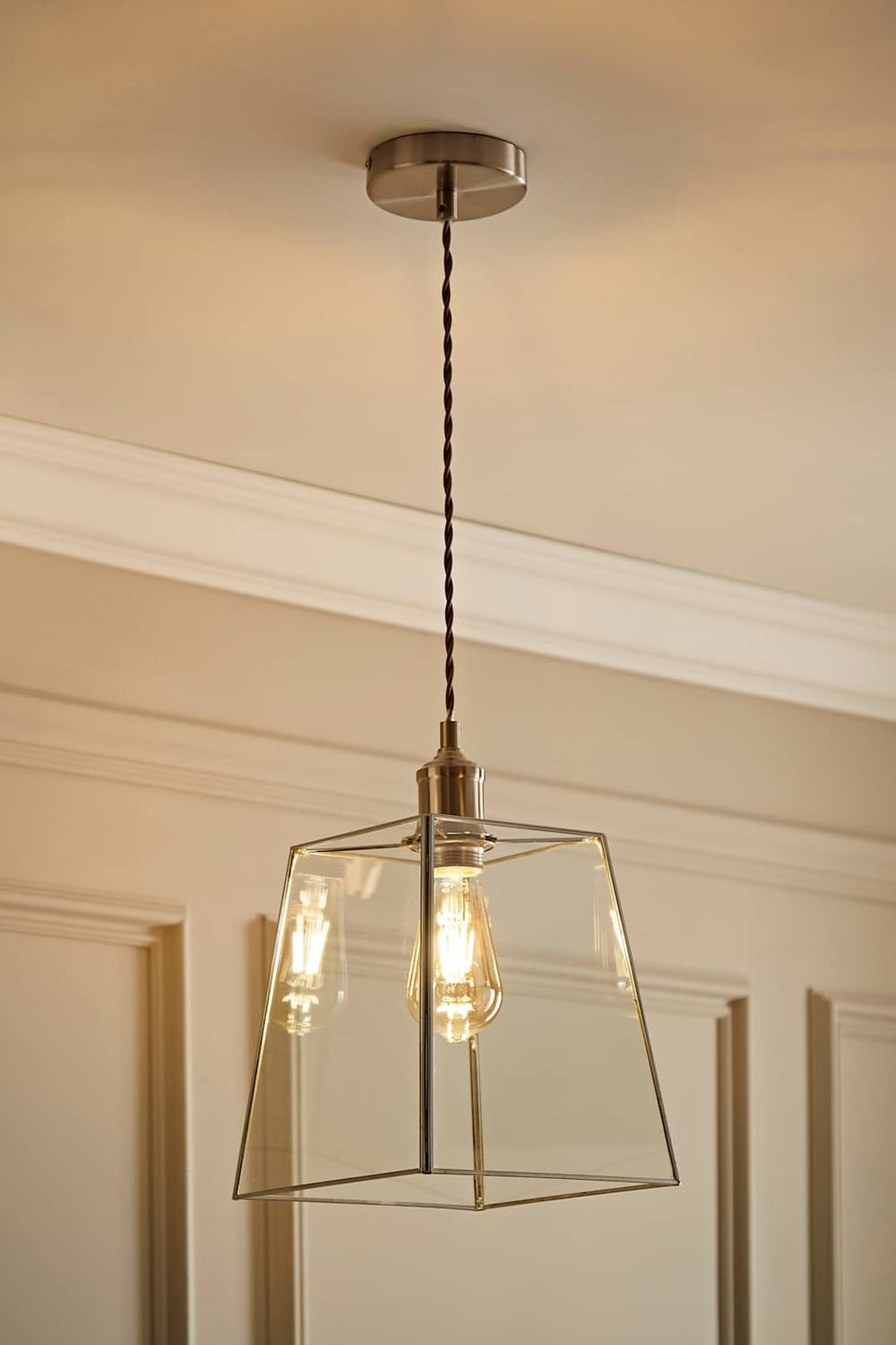 Valuelights Susie Glass Lantern Lamp Shade Single Drop Ceiling Pendant Light In Silver