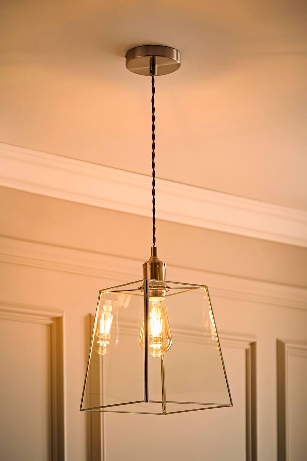 Valuelights Susie Glass Lantern Lamp Shade Drop Ceiling Pendant Light With Bulb In Silver