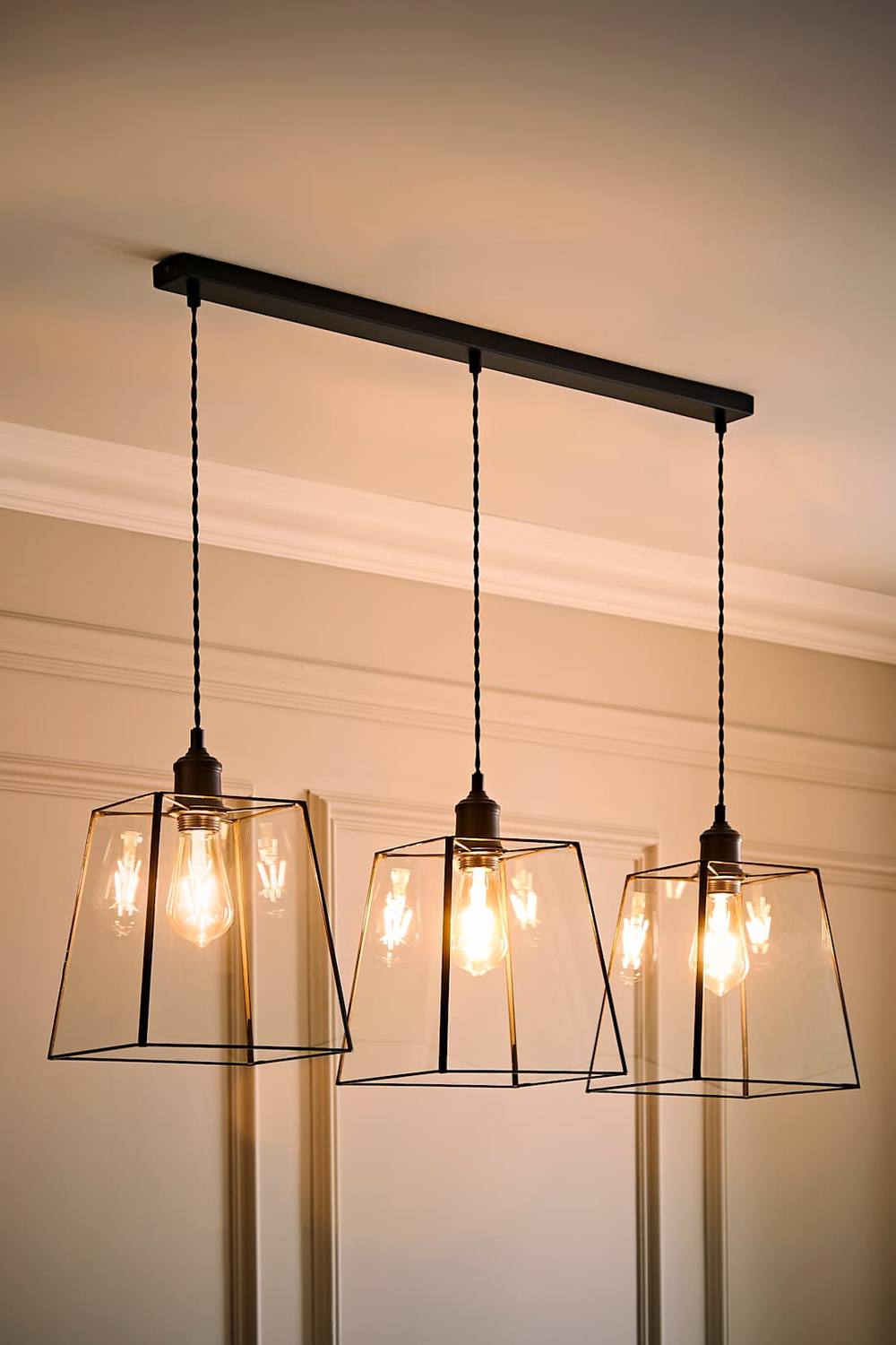 Valuelights Susie Glass Lantern Drop Diner Ceiling Pendant Light With Bulbs In Black