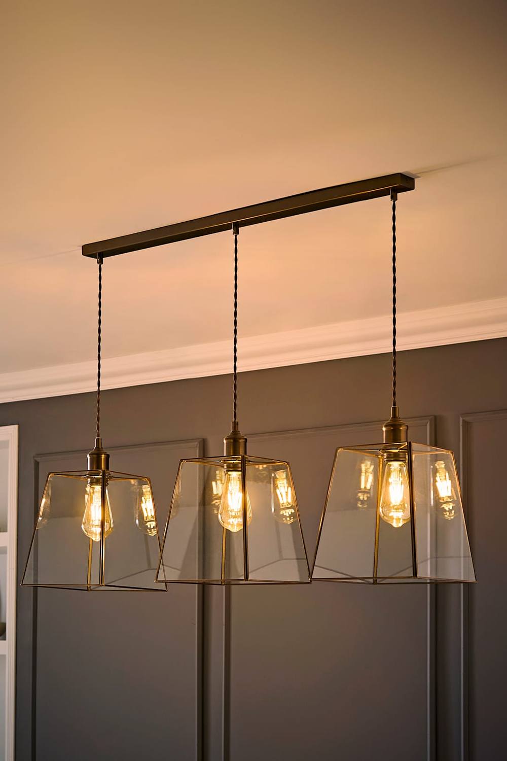 Valuelights Susie Glass Lantern Drop Diner Ceiling Pendant Light With Bulbs In Bronze