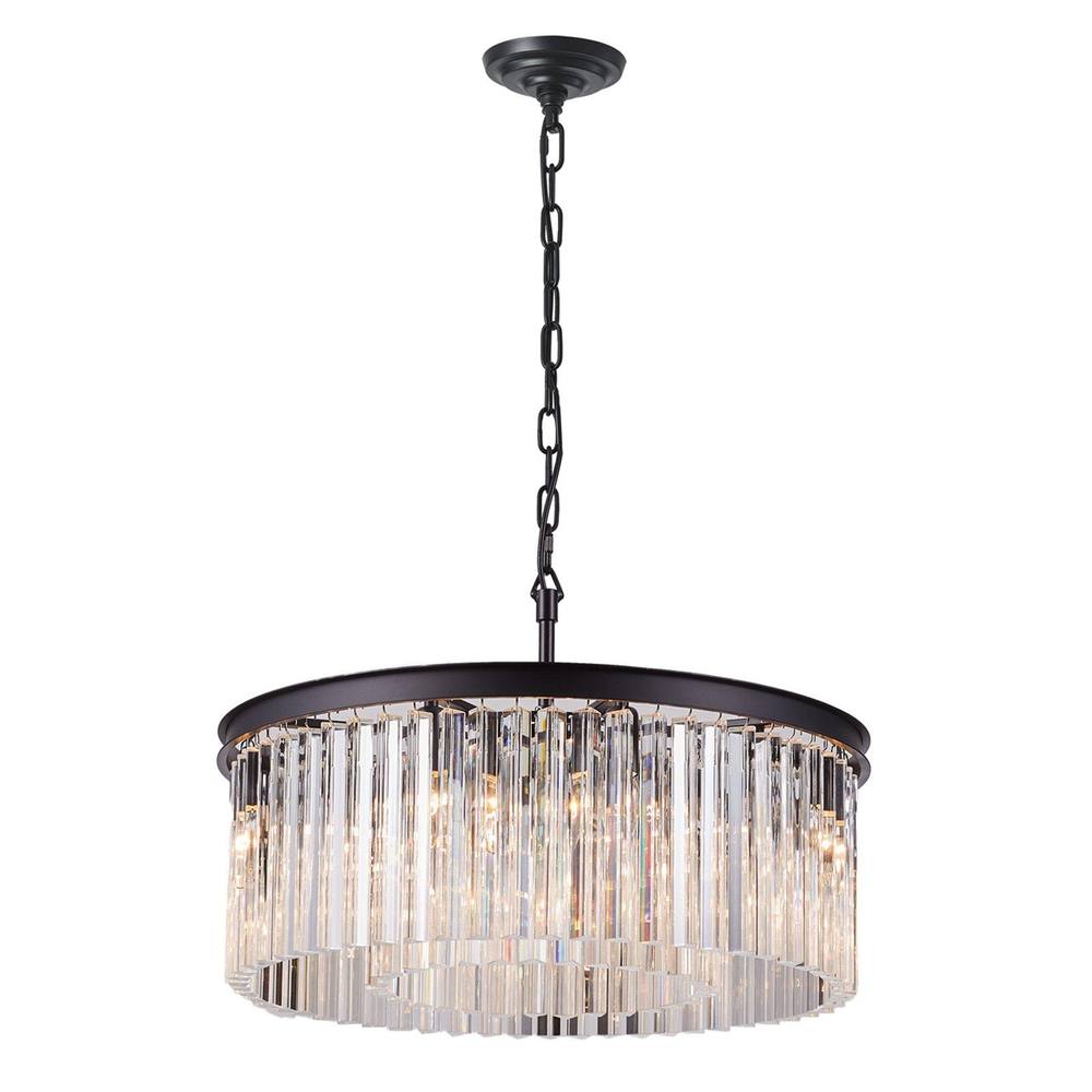 Harper Living Large Light Pendant Ceiling Light, Decorative Crystal Rings Around Lights In Black