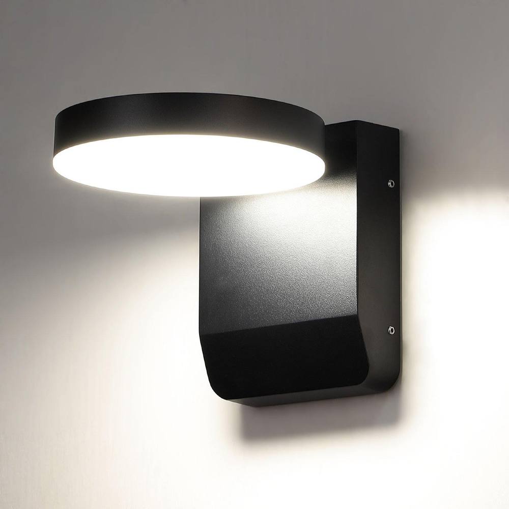 Harper Living Matt Black Modern Round Led Outdoor Wall Light Mains Powered, Weatherproof Ip, W Integrated Led K Lumens