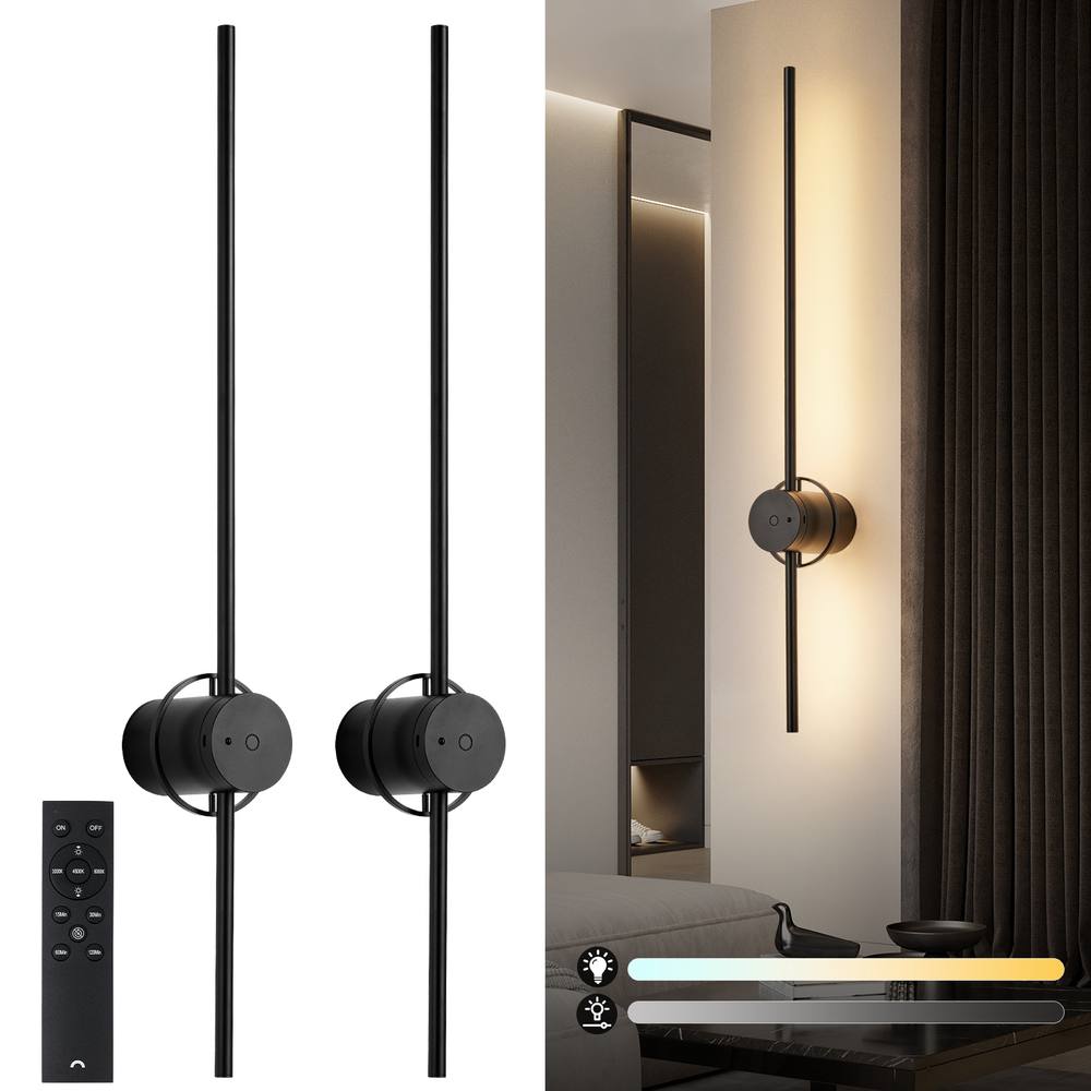Harper Living Battery Operated Wall Light, Usb Rechargeable Wall Lamp With Remote & Touch - Pack In Black