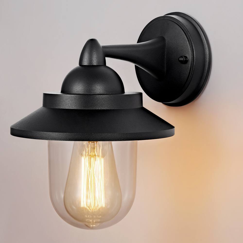 Harper Living Outdoor Wall Light, E Wall Lamp With Clear Shade, Ip Weatherproof In Black