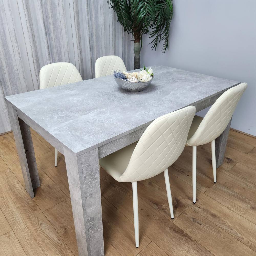 Kosy Koala Wooden Rectangle Dining Table With Cream Chairs Dining Room Furniture In Brown