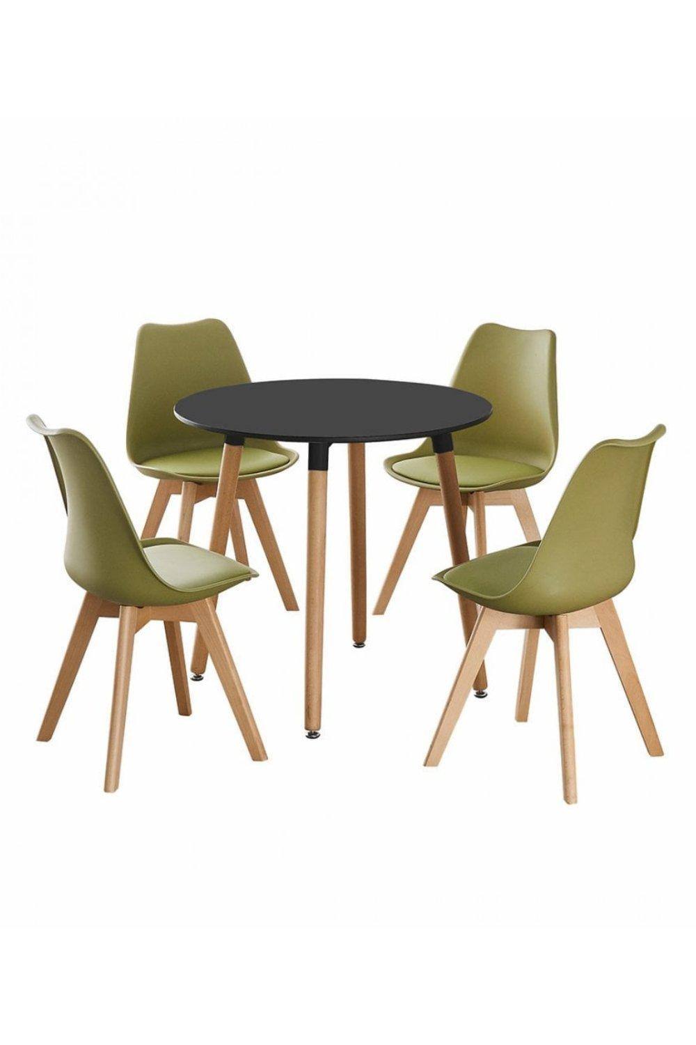 Life Interiors 'lorenzo' Round Dining Set With A Table And Dining Chair Set Of In Green
