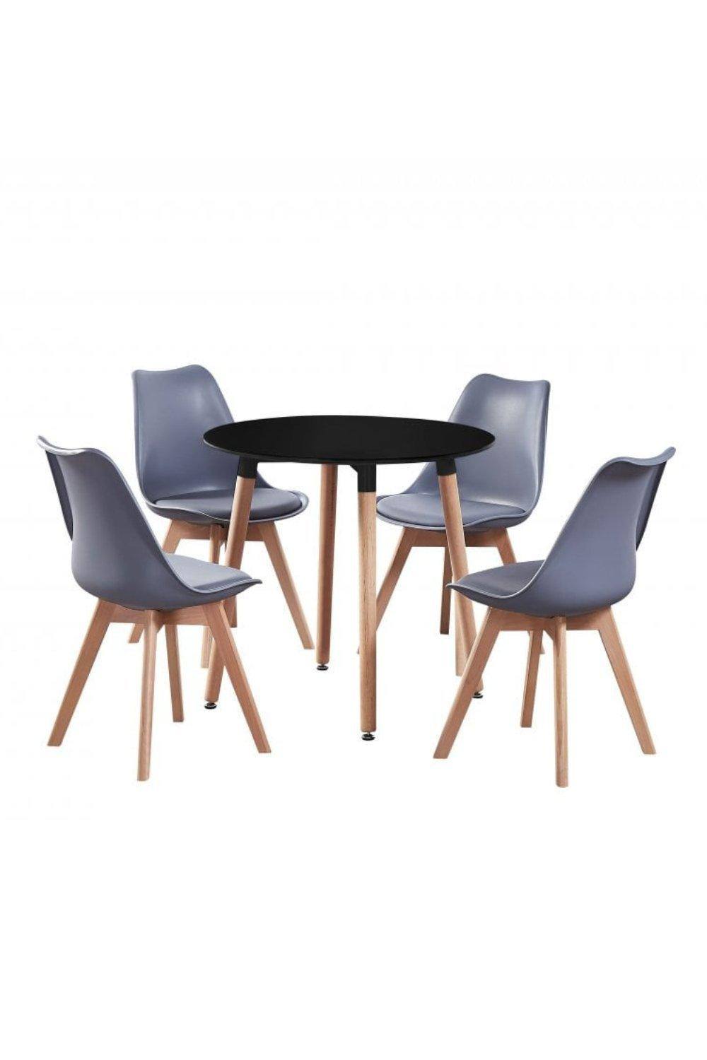 Life Interiors 'lorenzo' Round Dining Set With A Table And Dining Chair Set Of In Grey